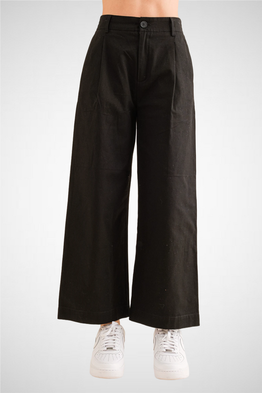 Cotton Cropped Wide Leg Pants (8260446814416)