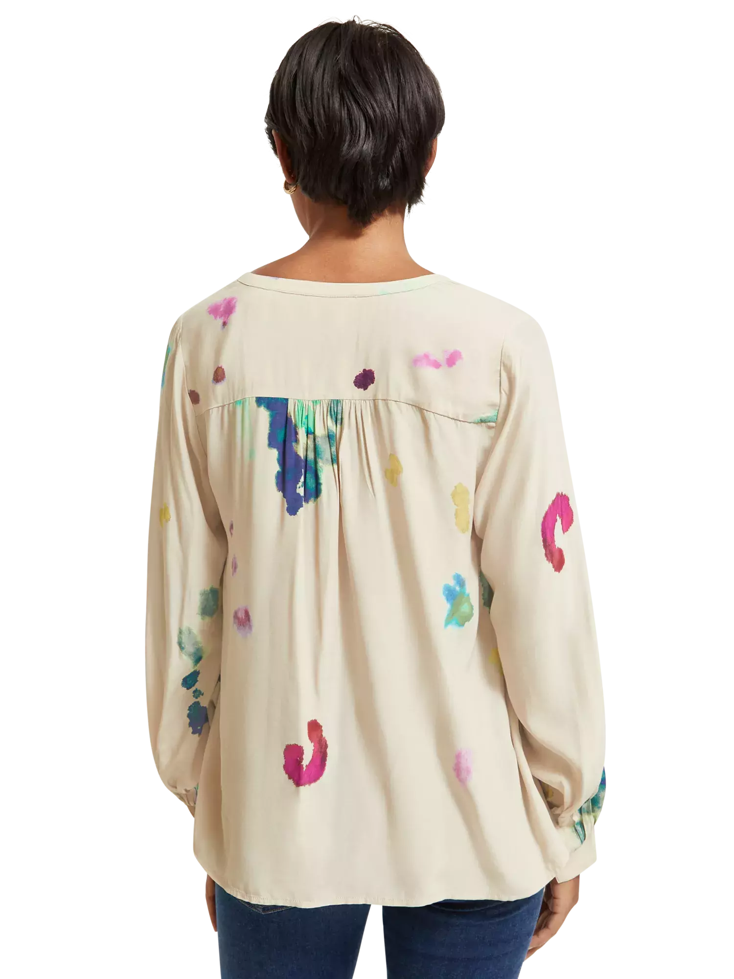 Lace Up Top With Balloon Sleeves (7980187746512)