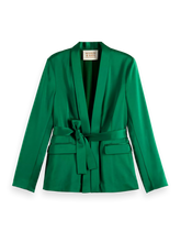 Charger l&#39;image dans la galerie, Belted Satin Single Breasted Blazer (8002671018192)
