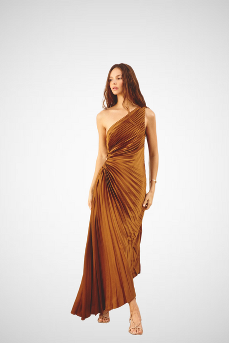 Olympia Asymmetrical Pleated Maxi Dress (8229667766480)