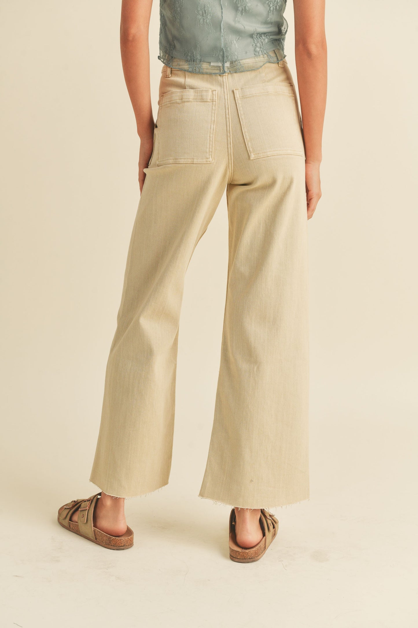 Dye and Wash Cotton Stretch Wideleg Pants (8122691125456)