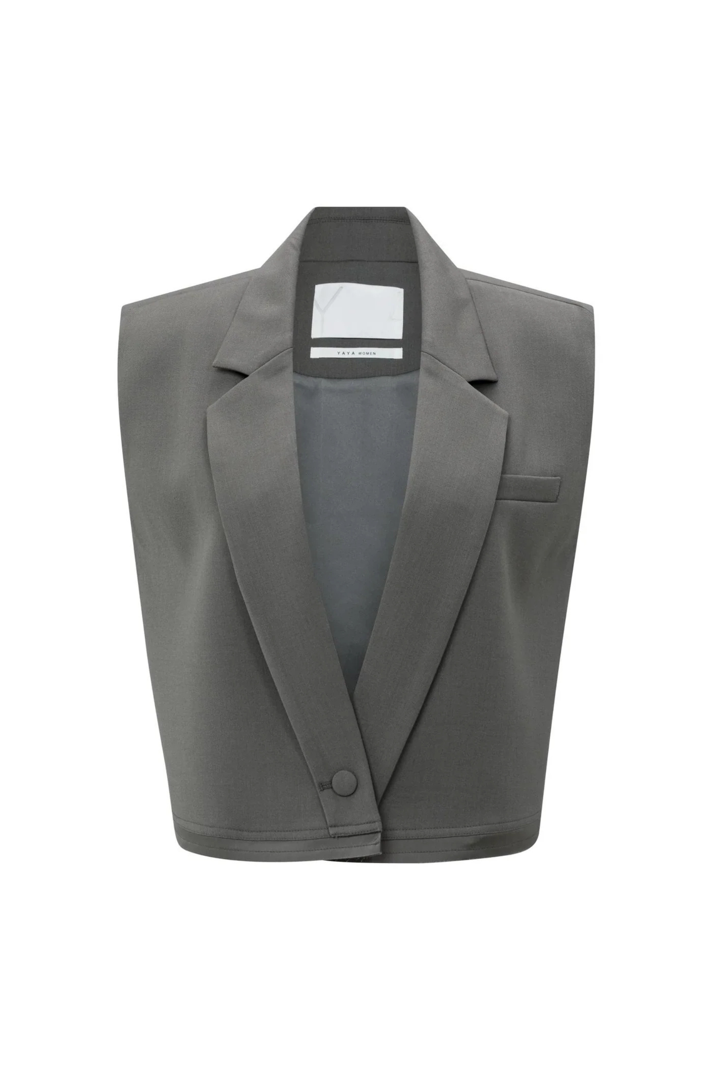 Blazer court tissé sans manches avec effet double épaisseur