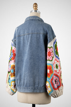 Load image into Gallery viewer, Denim Jacket Flower Granny Square Crochet Sleeves (8260682547408)

