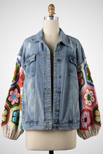 Load image into Gallery viewer, Denim Jacket Flower Granny Square Crochet Sleeves (8260682547408)

