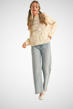 Load image into Gallery viewer, Lace Detail Crew Neck Knit Long Sleeve Sweater (8232185069776)
