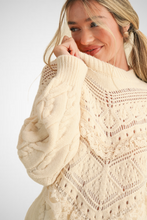 Load image into Gallery viewer, Lace Detail Crew Neck Knit Long Sleeve Sweater (8232185069776)
