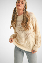 Load image into Gallery viewer, Lace Detail Crew Neck Knit Long Sleeve Sweater (8232185069776)
