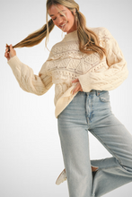 Load image into Gallery viewer, Lace Detail Crew Neck Knit Long Sleeve Sweater (8232185069776)
