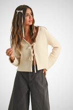 Load image into Gallery viewer, Long Sleeve Knitted Tie Front Cardigan (8229682806992)
