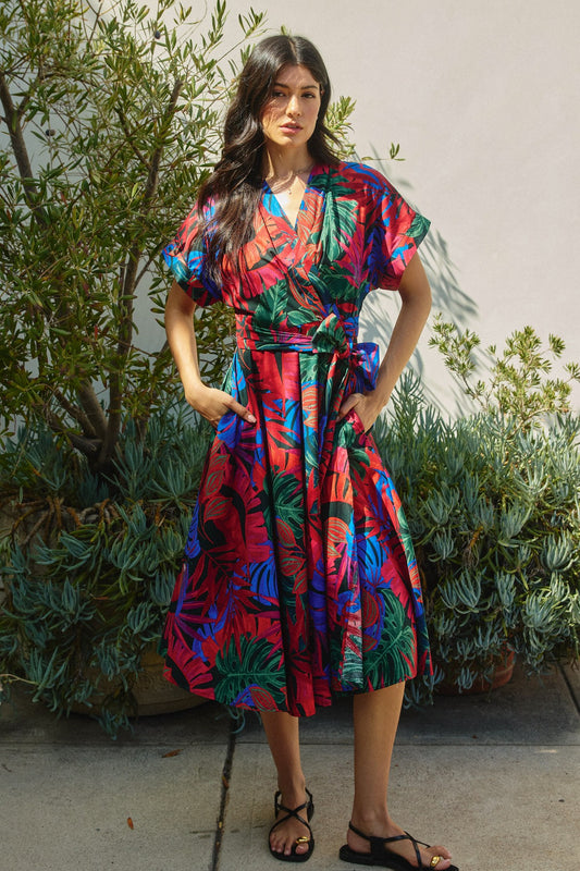 Hot Shot Wrap Midi Dress (8276757217488)