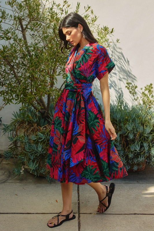 Hot Shot Wrap Midi Dress (8276757217488)