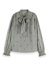 Load image into Gallery viewer, Embroidered Top With Tie Neck (7924885094608)
