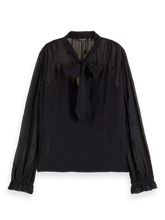 Charger l&#39;image dans la galerie, Embroidered Top With Tie Neck (7924885094608)
