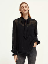 Load image into Gallery viewer, Embroidered Top With Tie Neck (7924885094608)
