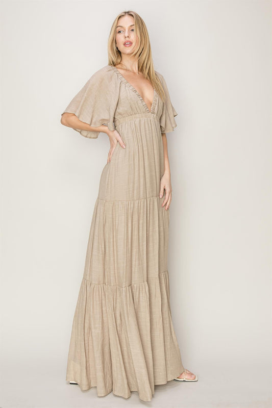 Open Back Tiered Maxi Dress (8028538011856)