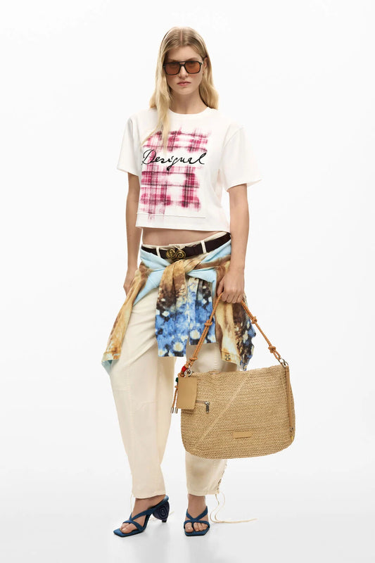 Half Logo Raffia Leiria Bag