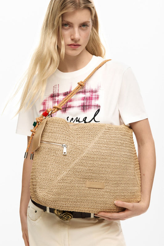 Half Logo Raffia Leiria Bag