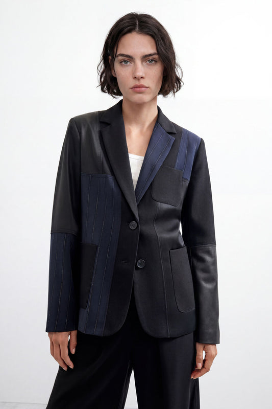 Woven Patchwork Blazer