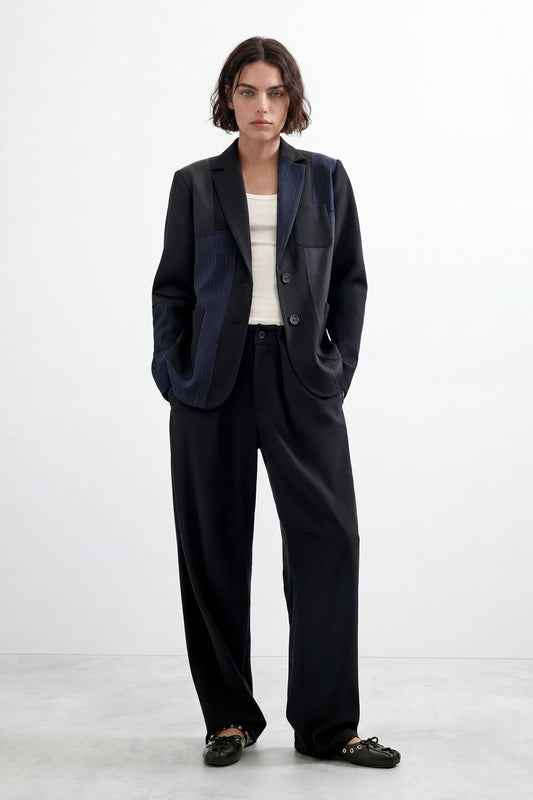 Woven Patchwork Blazer