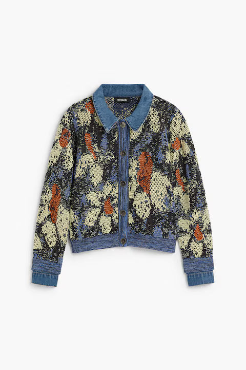 Rich Textured Abstract Jacquard Pattern Jacket Cardigan