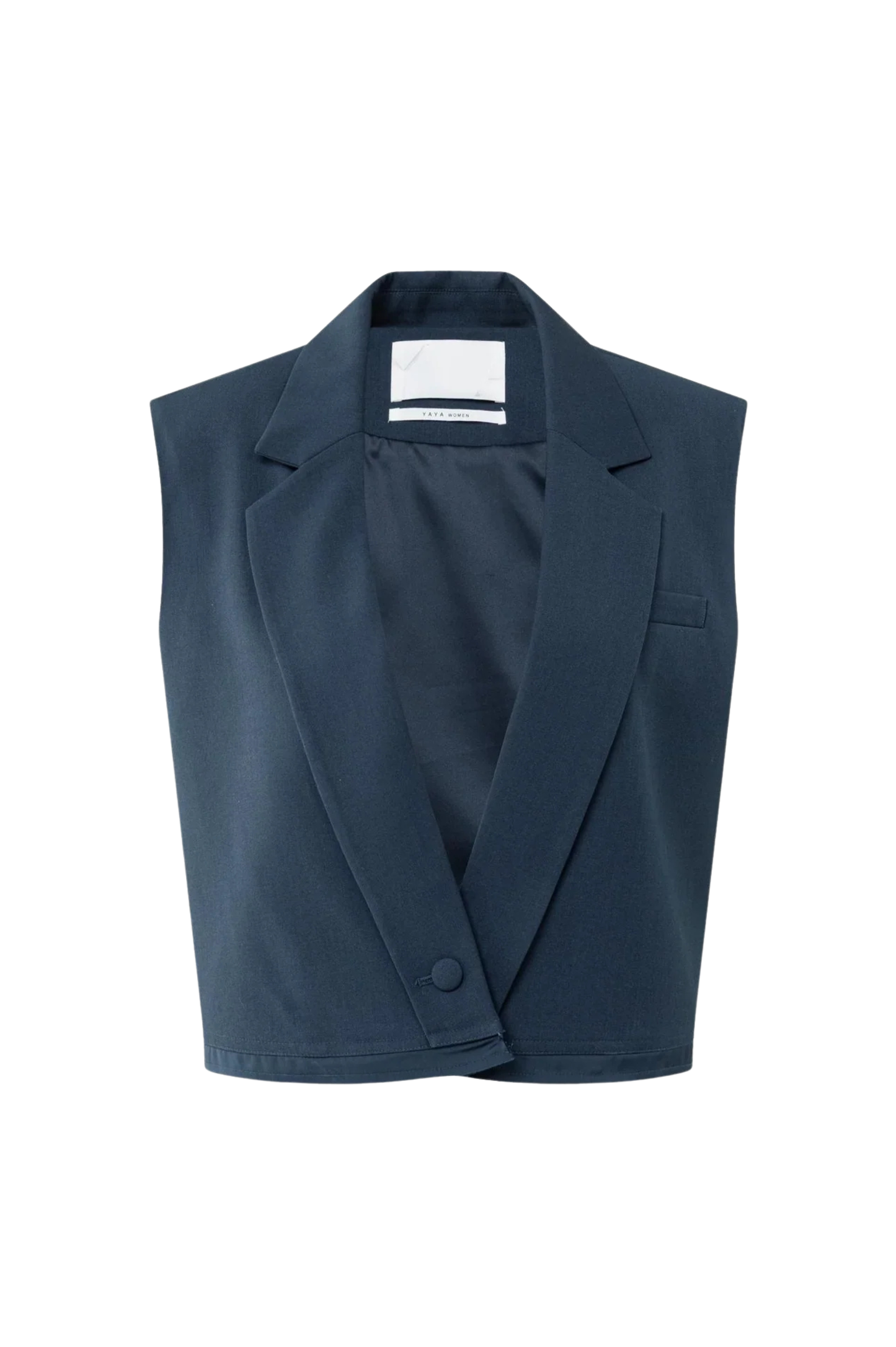 Blazer court tissé sans manches avec effet double épaisseur