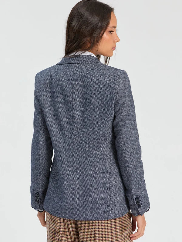 Blue Wool Jacket With Embroidered Badges