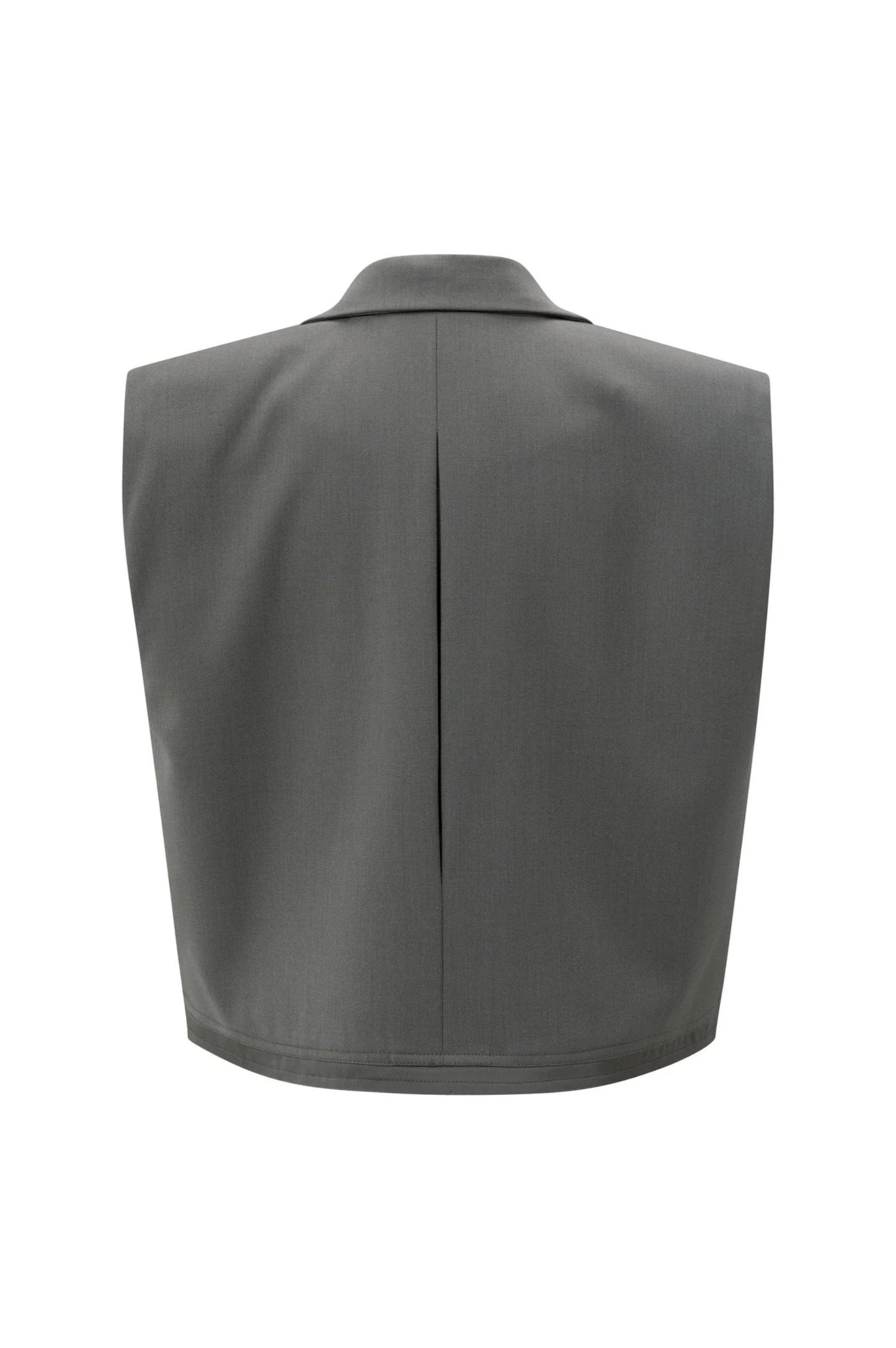 Blazer court tissé sans manches avec effet double épaisseur