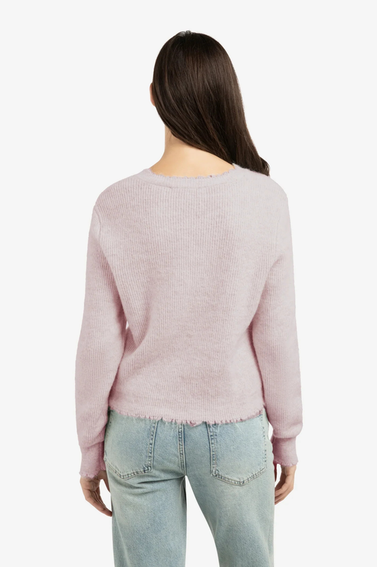 Cardigan In Melange Yarn With Refine Trim Details