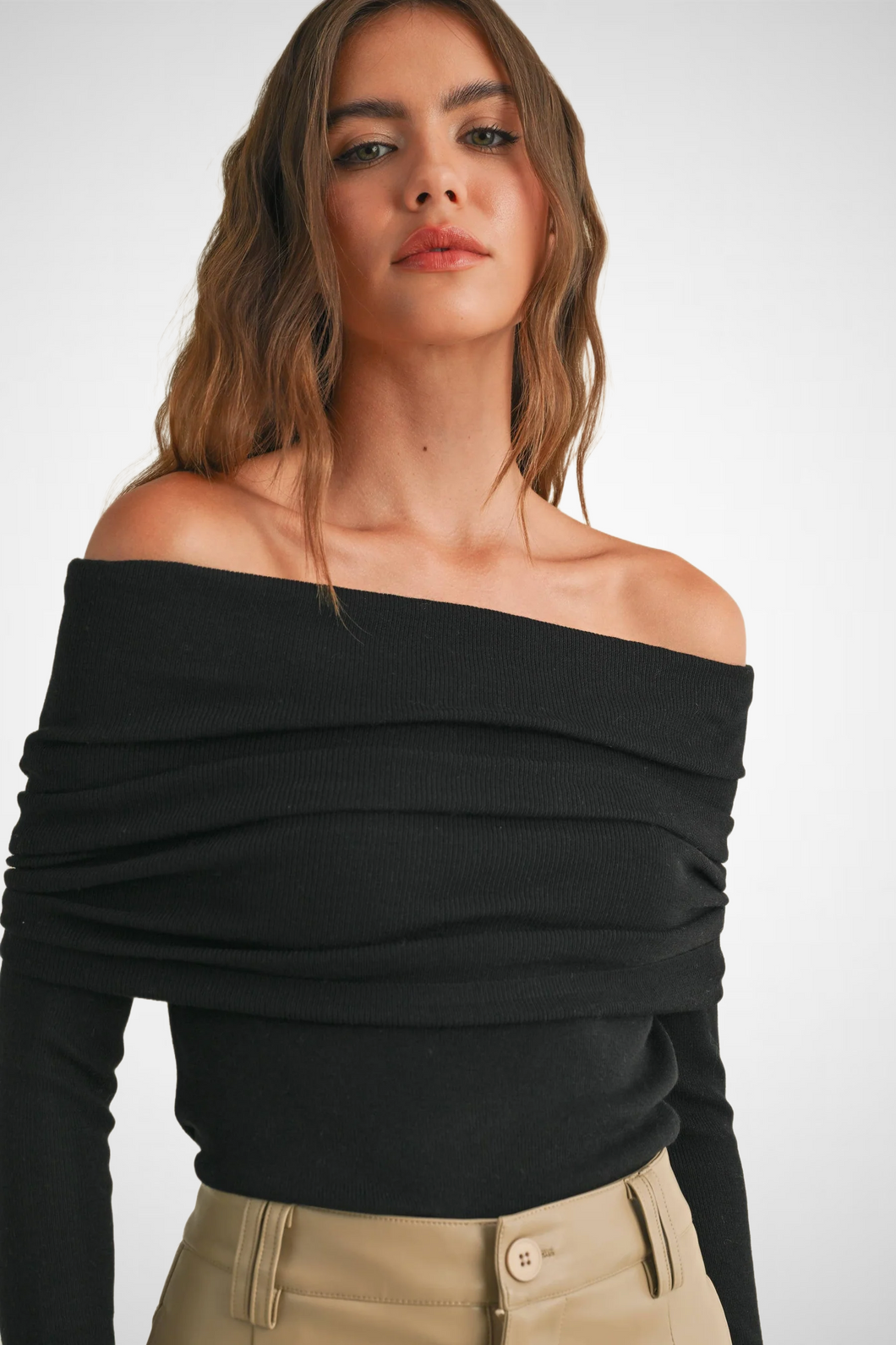 Off Shoulder Sweater Top (8229683003600)