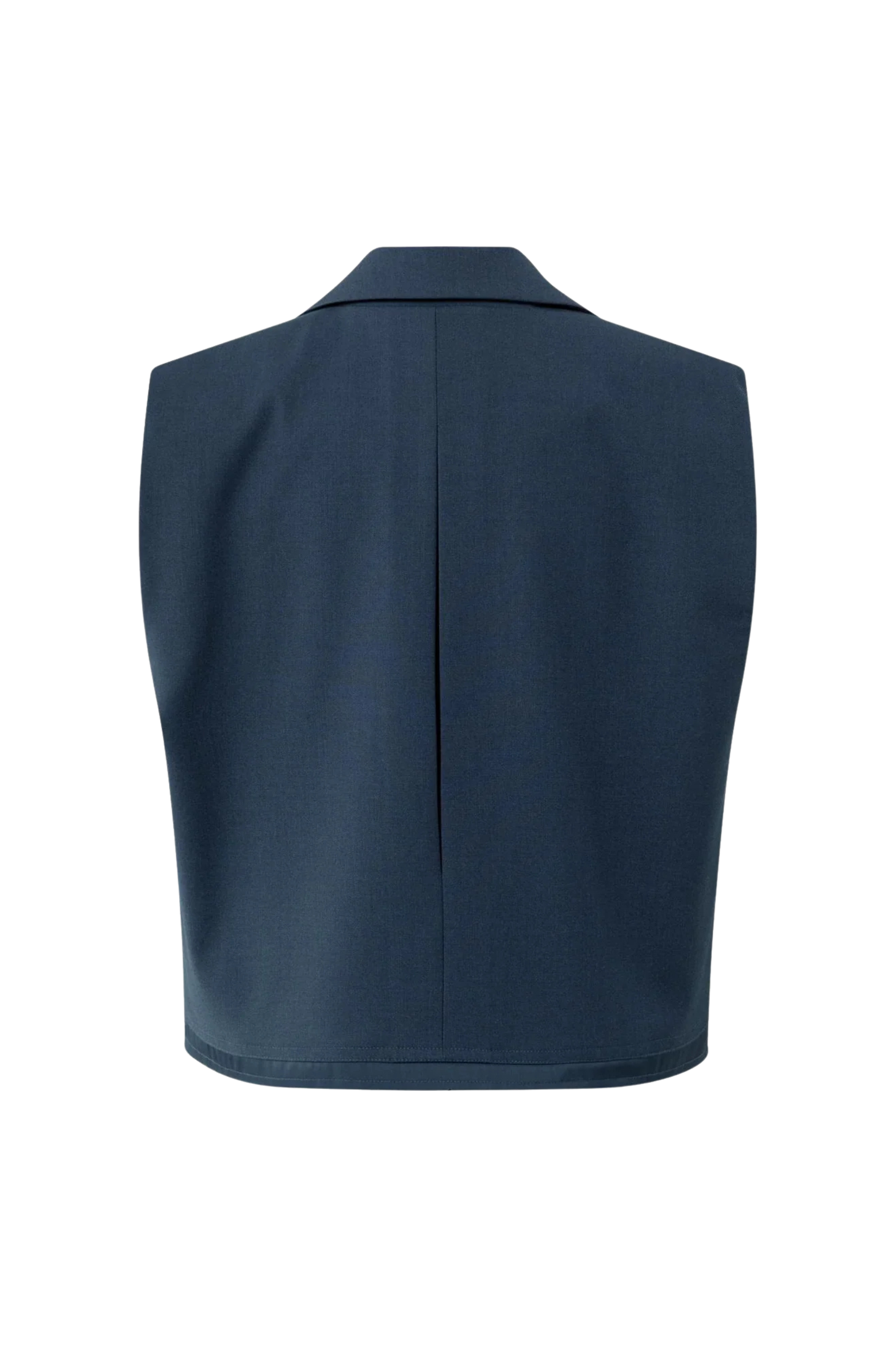 Blazer court tissé sans manches avec effet double épaisseur