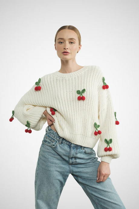 3D Cherry Sweater (8229383471312)