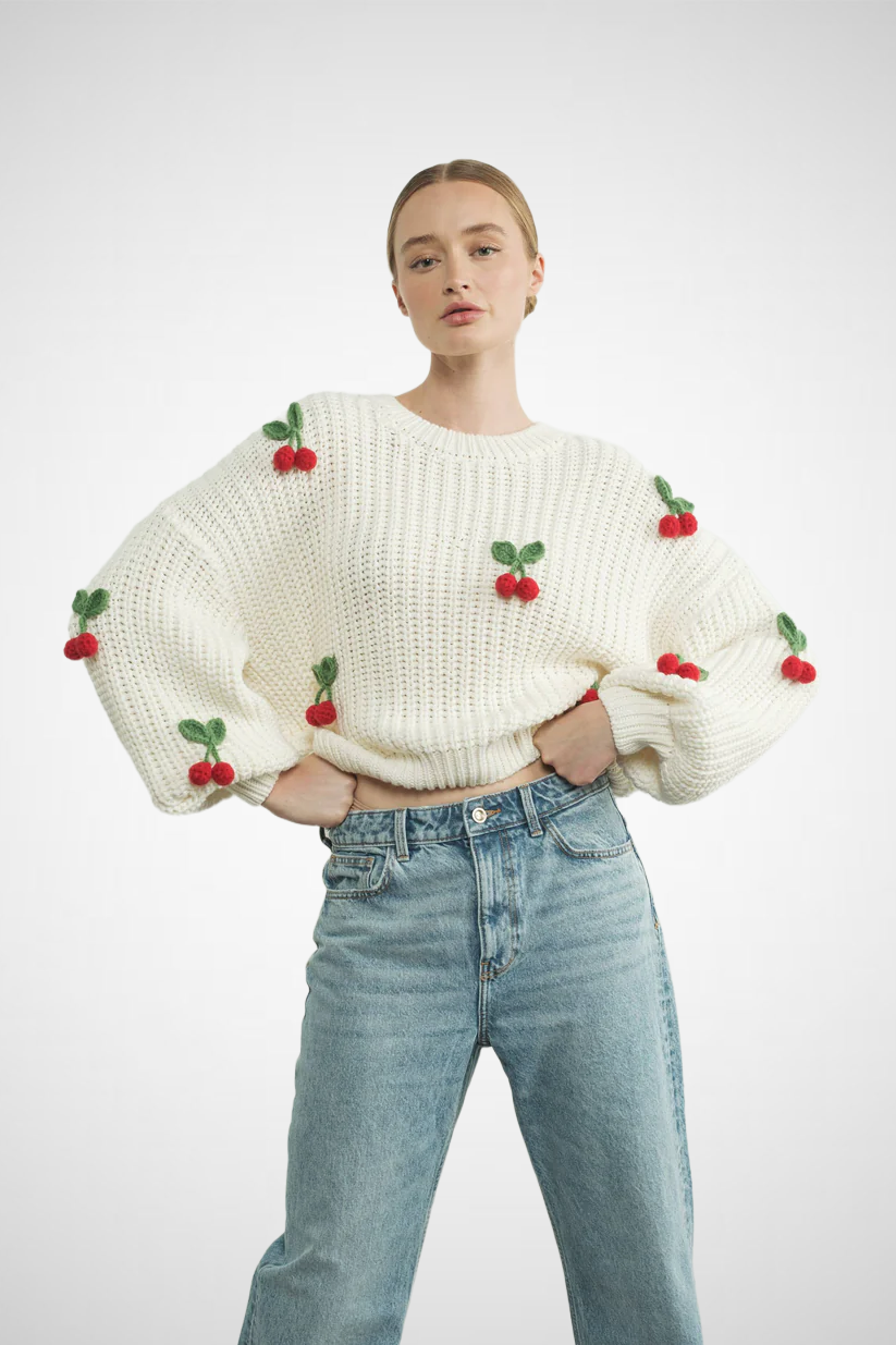 3D Cherry Sweater (8229383471312)