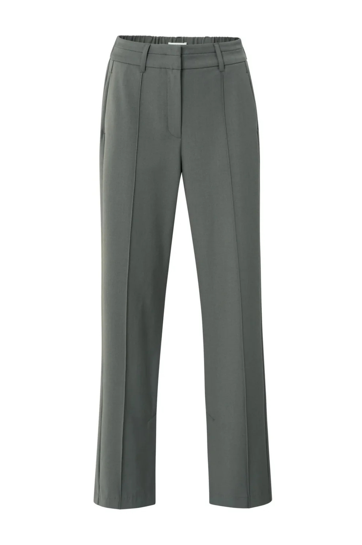 Wide leg trousers with decorative seams and slit