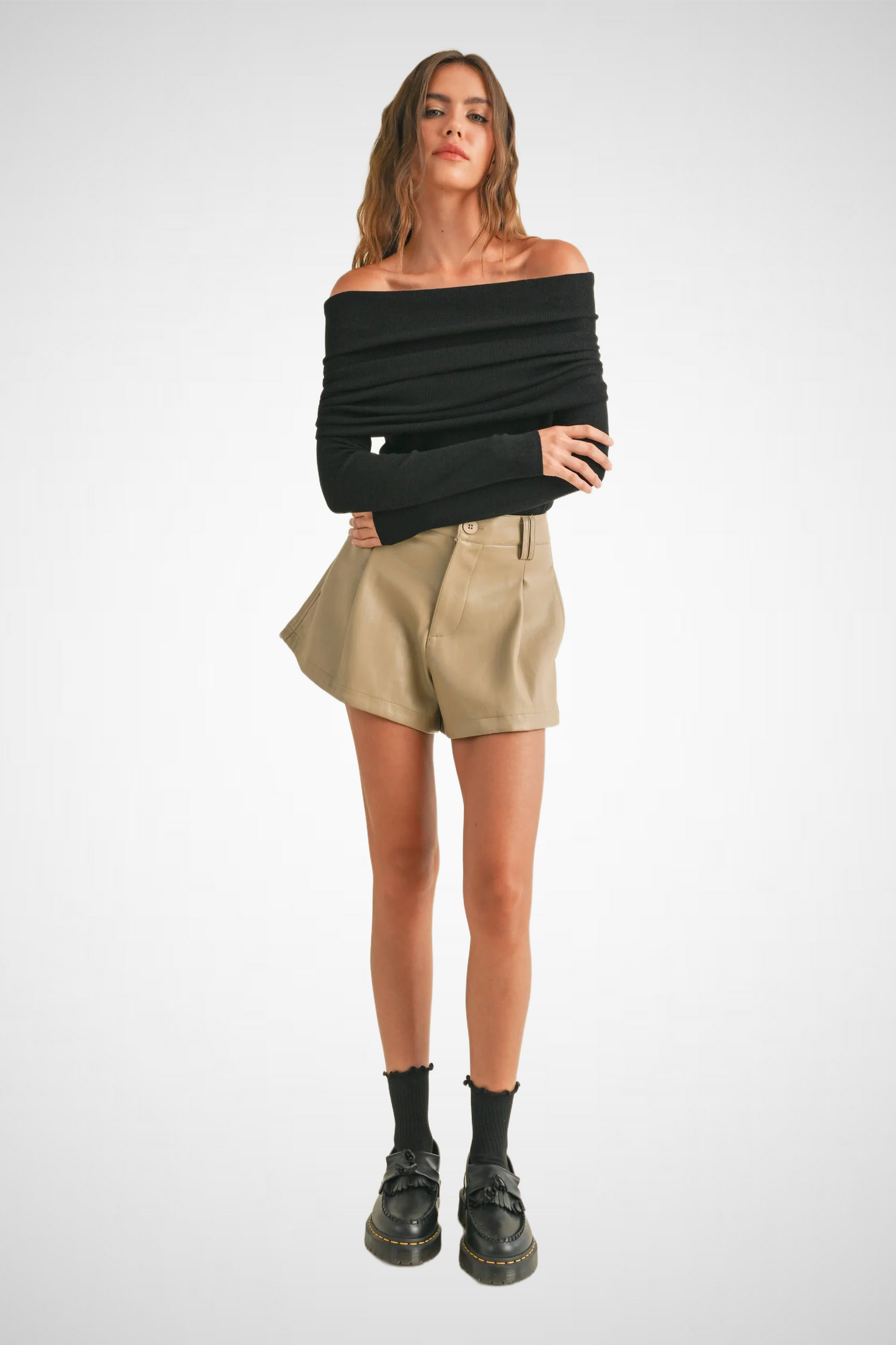 Off Shoulder Sweater Top (8229683003600)
