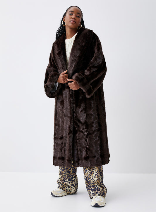 Long Faux Mink Coat (8228947165392)