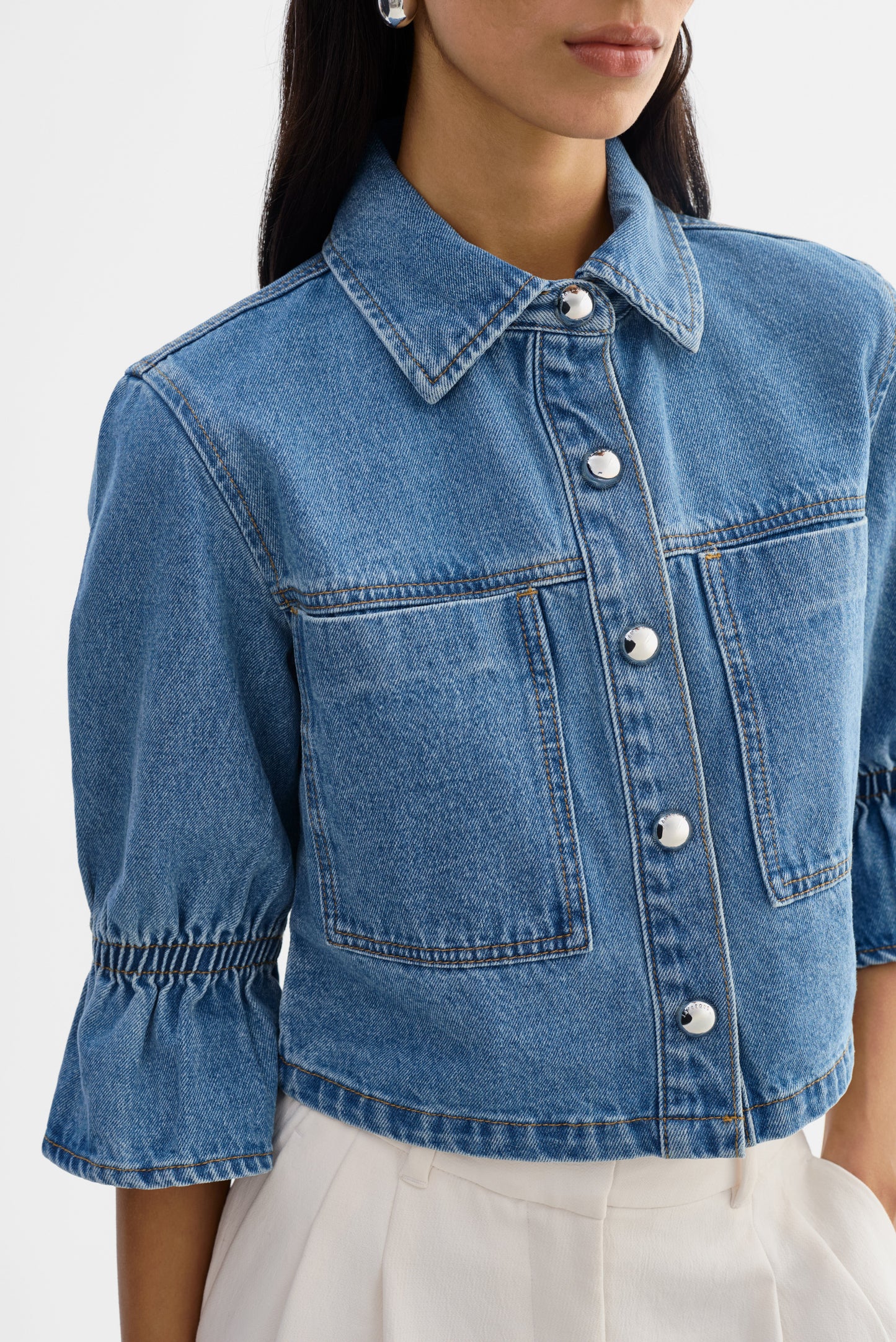 Veste en jean Carolina D à manches à volants
