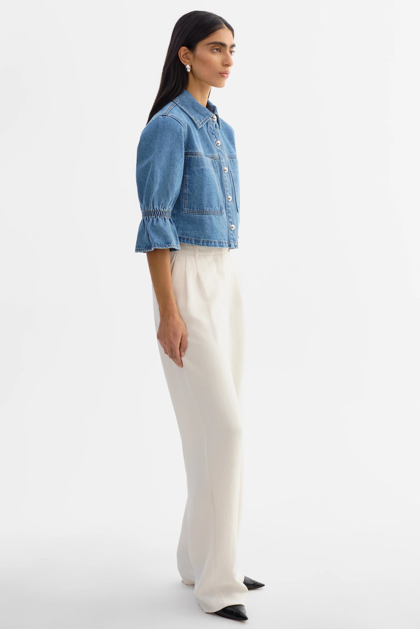 Veste en jean Carolina D à manches à volants