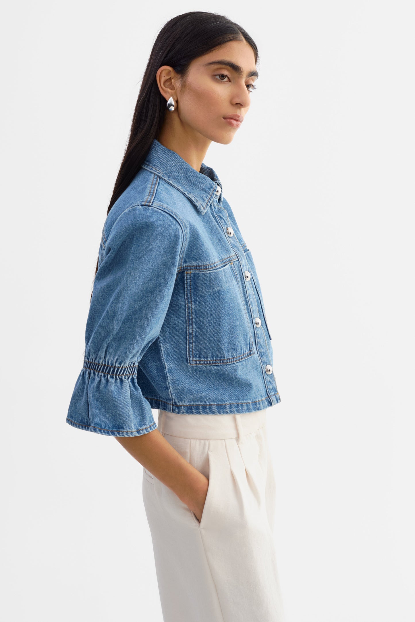 Veste en jean Carolina D à manches à volants