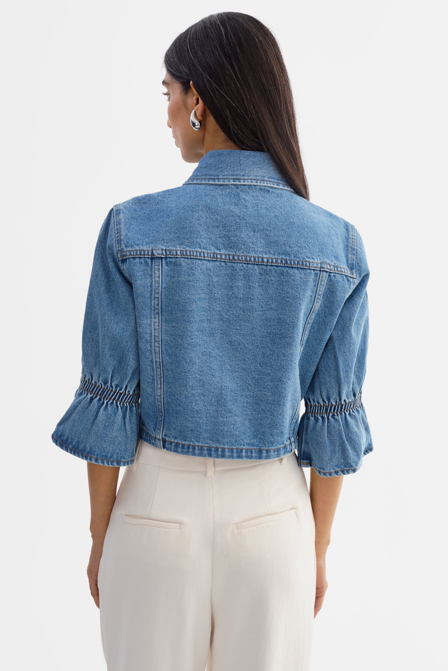 Veste en jean Carolina D à manches à volants