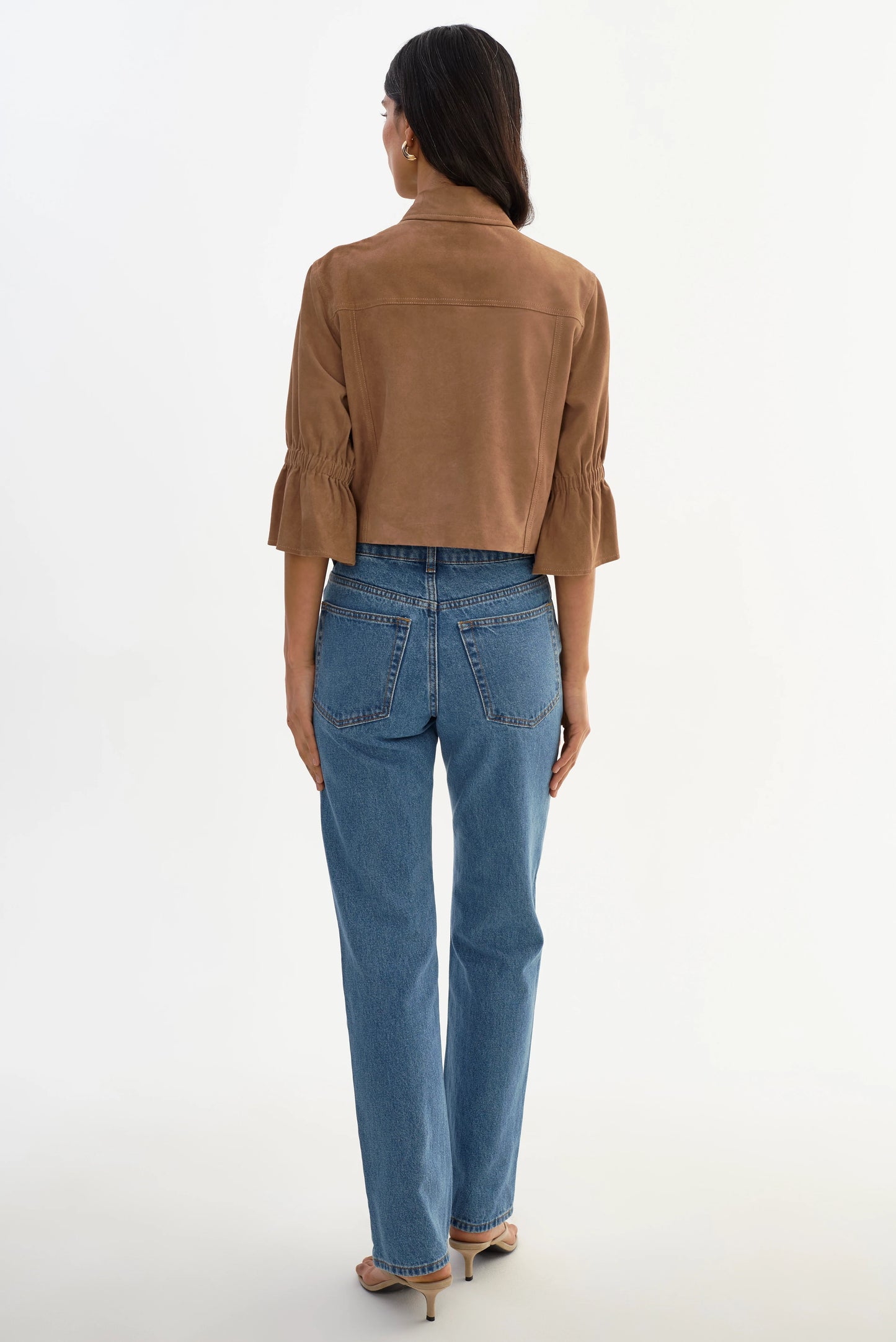 Carolina Suede Ruffle Sleeve Jacket