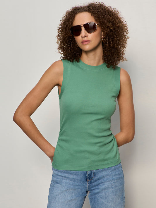 Débardeur côtelé froncé