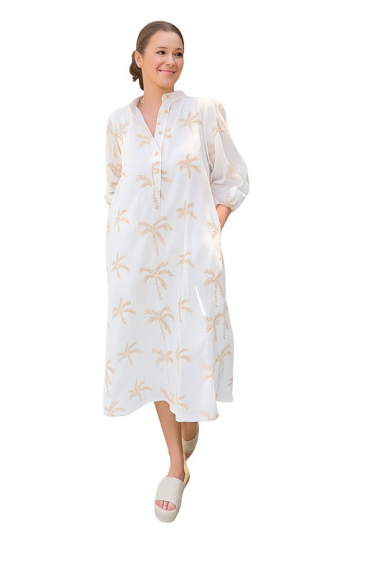 Embroidered Linen Midi Dress (8264825831632)