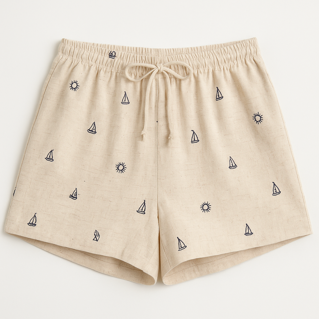 Drawstring Embroidery Shorts (8261486641360)