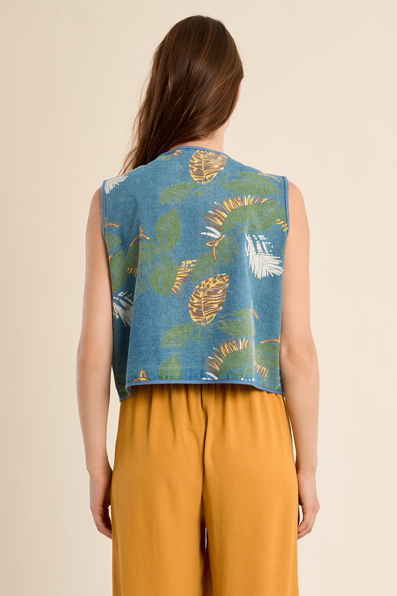 Tropical Leaf Printed Vest