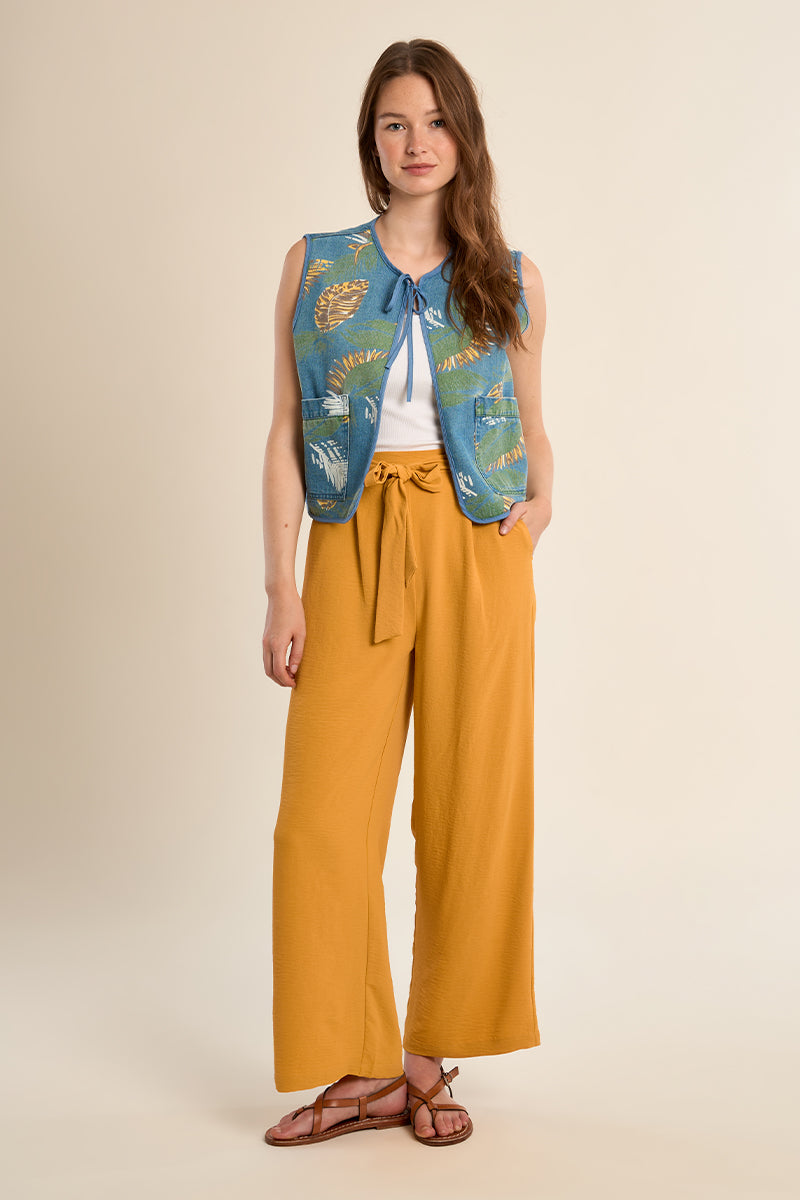 Tropical Leaf Printed Vest