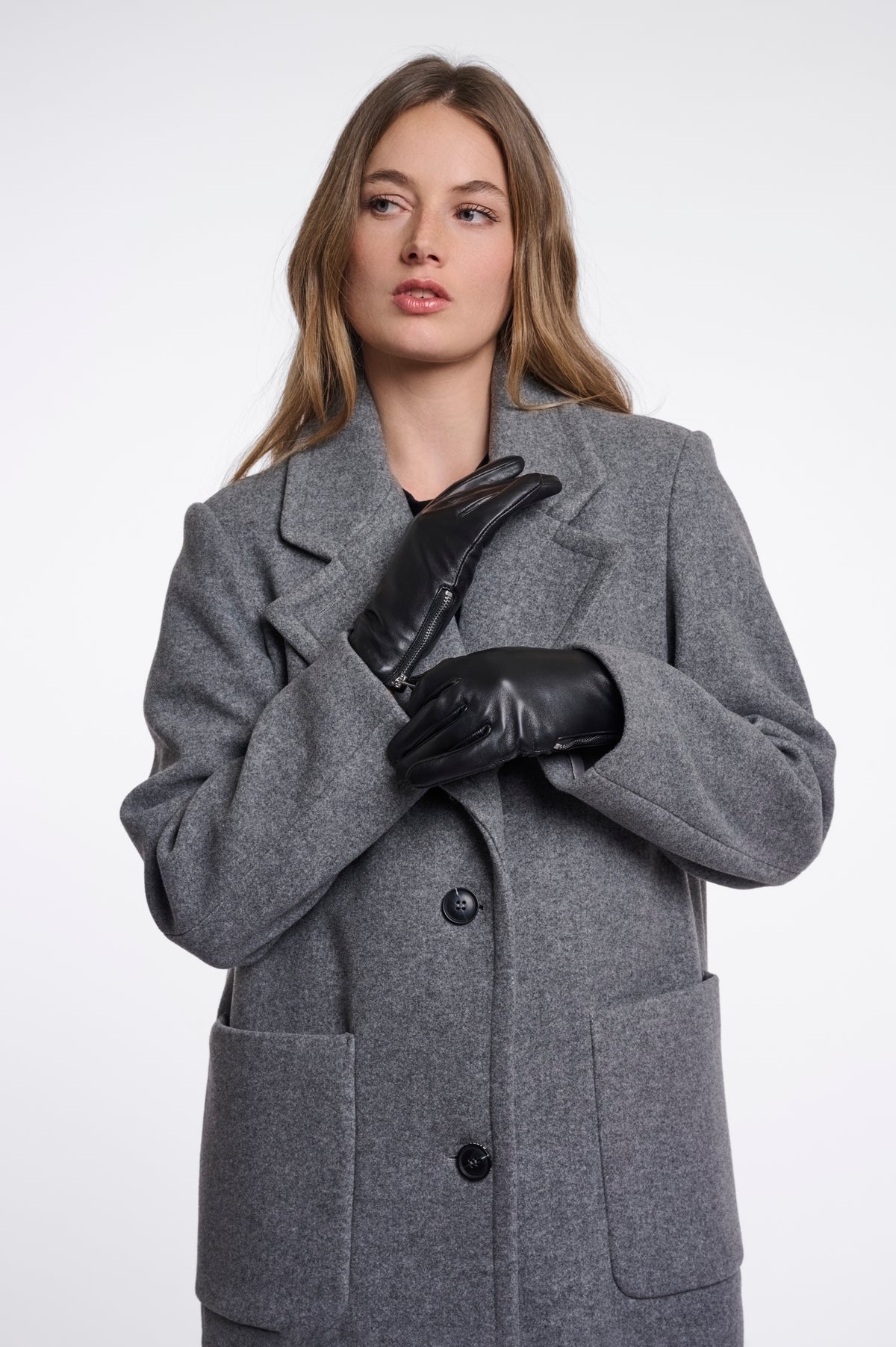 Giske Leather Gloves With Zipper