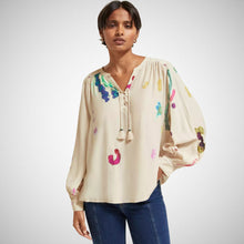 Load image into Gallery viewer, Lace Up Top With Balloon Sleeves (7980187746512)
