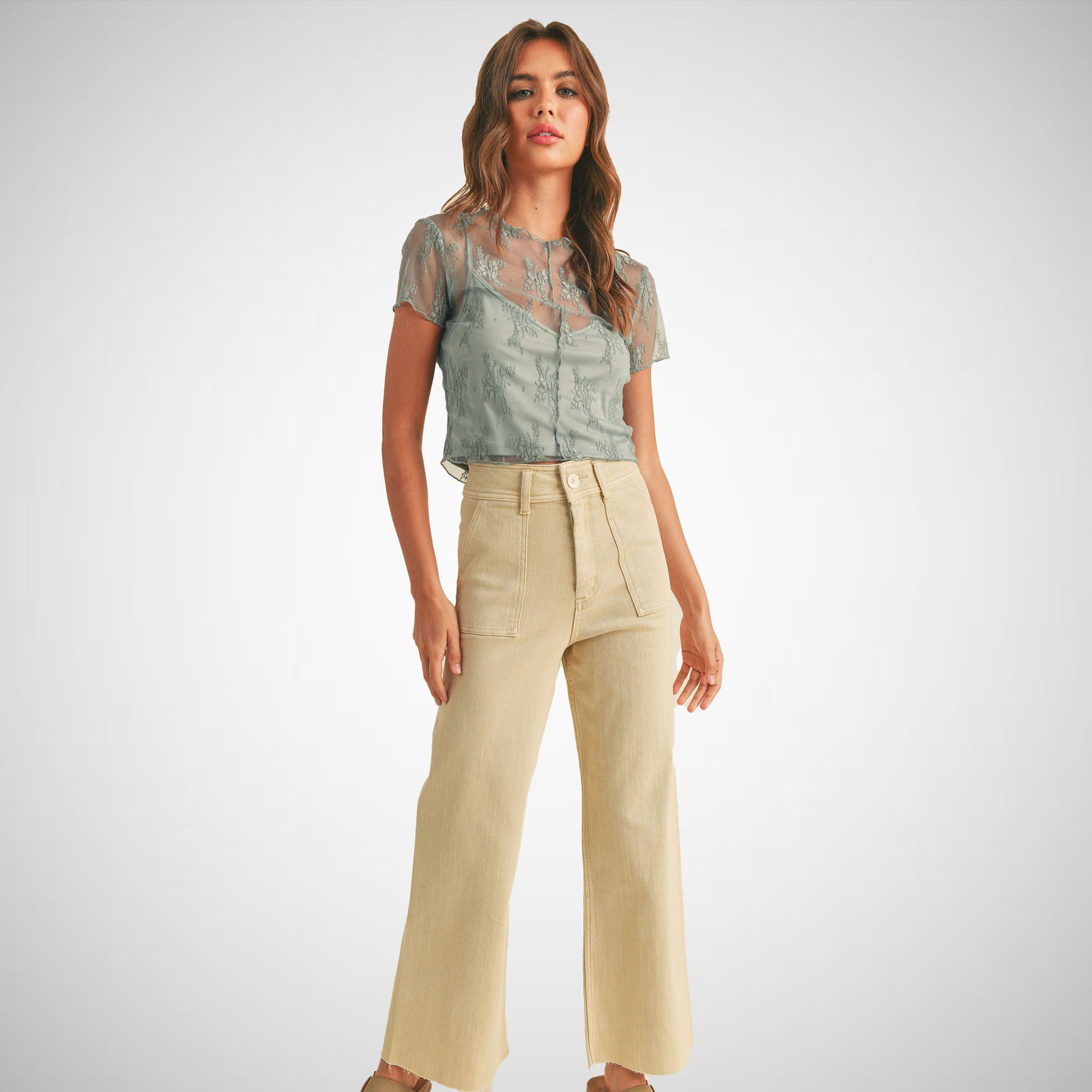 Dye and Wash Cotton Stretch Wideleg Pants (8122691125456)