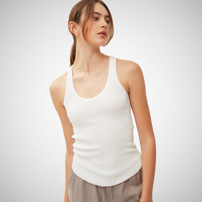 Solid Ribbed Scop Neck Knit Tank (8121755336912)