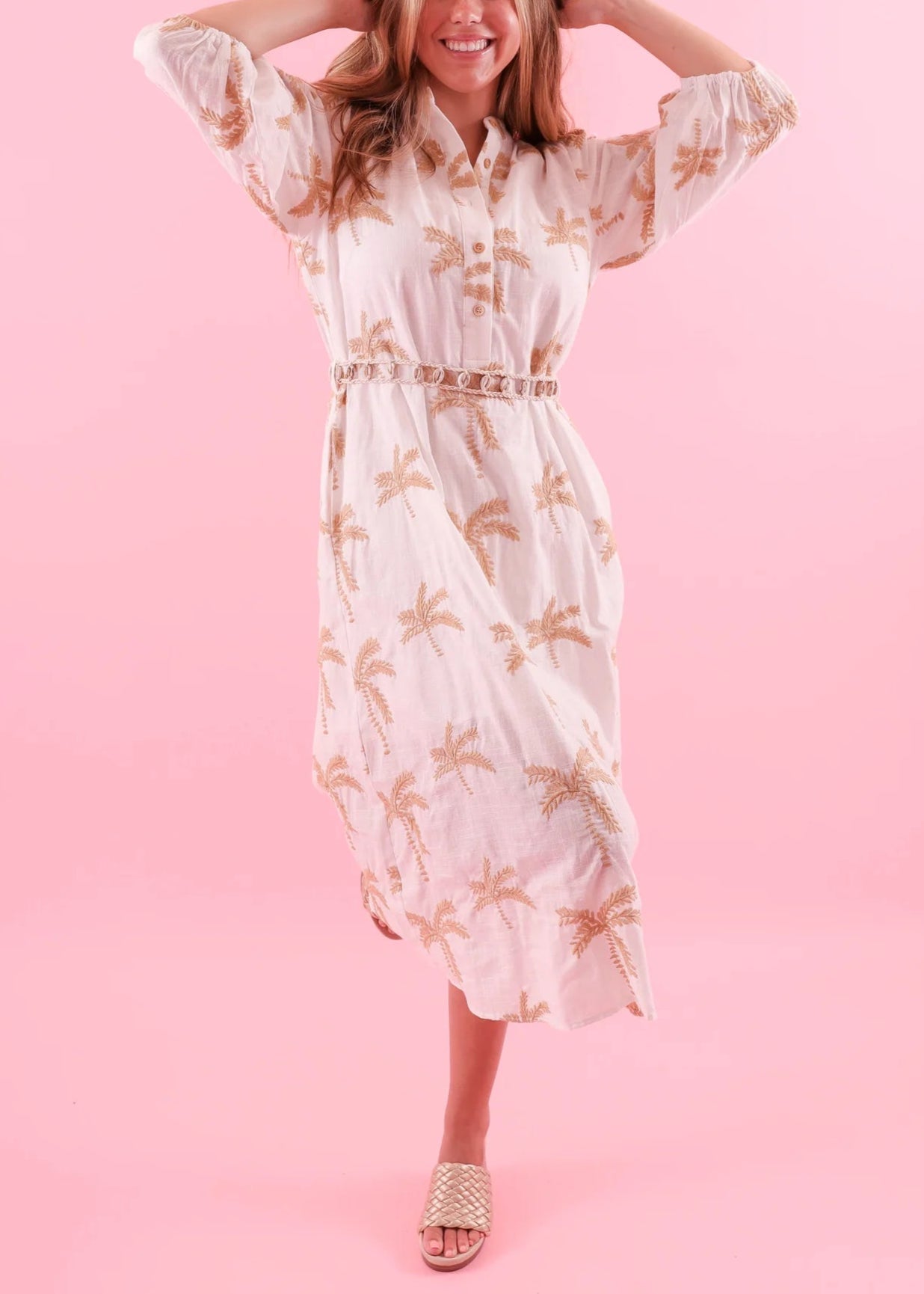 Embroidered Linen Midi Dress (8264825831632)